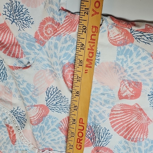 Emily Daniels Linen Blend Top Seashells Sz Large - Picture 8 of 11